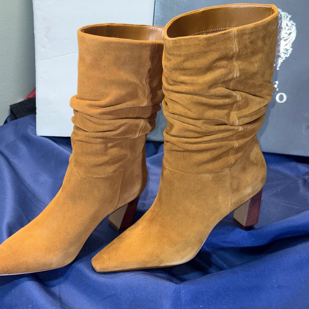Vince Camuto Skylar Tan Suede Slouchy Block Heel Mid-Calf Boots VC-SKYLAR 11M - Picture 10 of 10